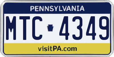 PA license plate MTC4349