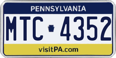 PA license plate MTC4352