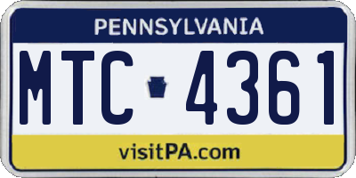 PA license plate MTC4361