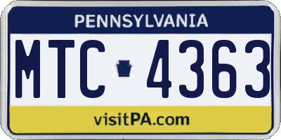 PA license plate MTC4363