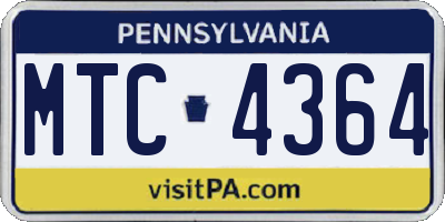 PA license plate MTC4364