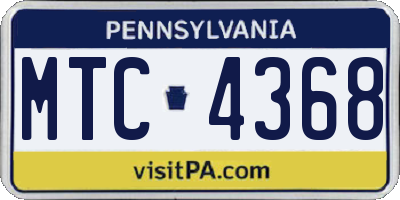 PA license plate MTC4368