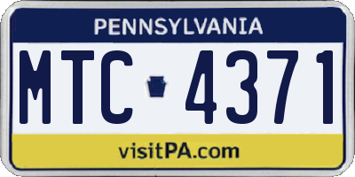 PA license plate MTC4371