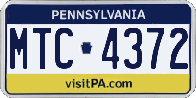 PA license plate MTC4372