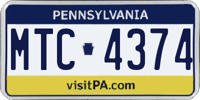 PA license plate MTC4374