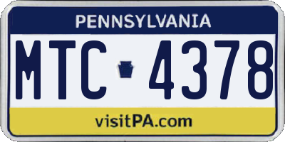 PA license plate MTC4378