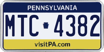 PA license plate MTC4382