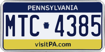 PA license plate MTC4385