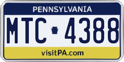 PA license plate MTC4388