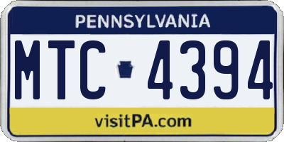 PA license plate MTC4394