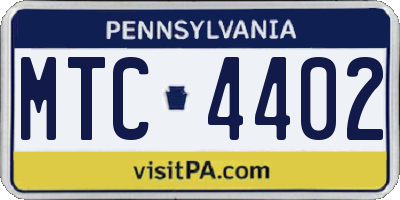 PA license plate MTC4402