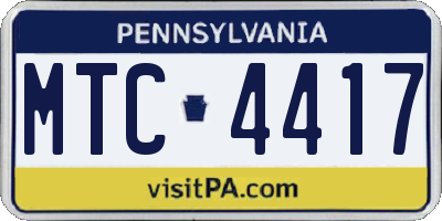 PA license plate MTC4417