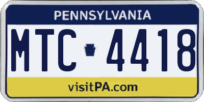 PA license plate MTC4418