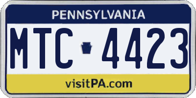 PA license plate MTC4423