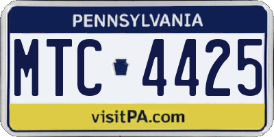 PA license plate MTC4425