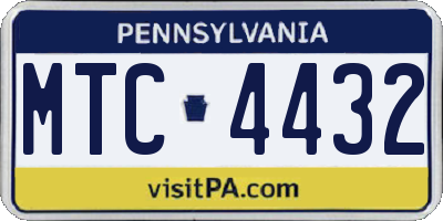 PA license plate MTC4432