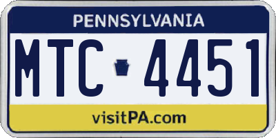 PA license plate MTC4451
