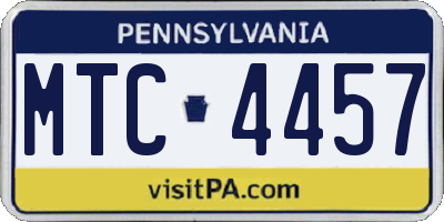 PA license plate MTC4457