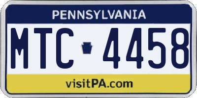 PA license plate MTC4458