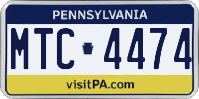 PA license plate MTC4474