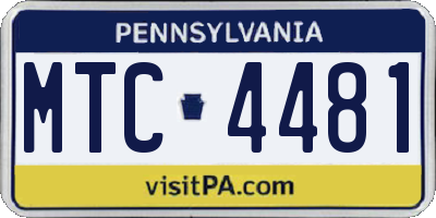 PA license plate MTC4481
