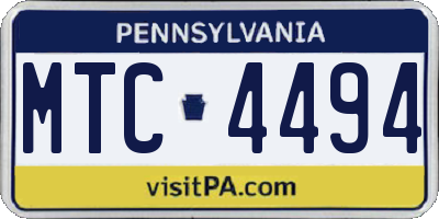 PA license plate MTC4494