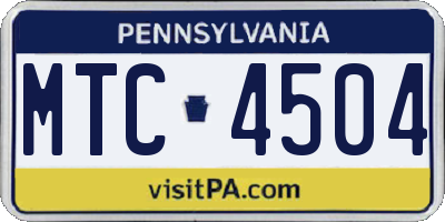 PA license plate MTC4504