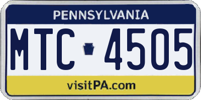 PA license plate MTC4505