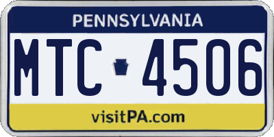 PA license plate MTC4506