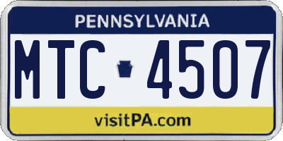 PA license plate MTC4507