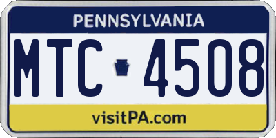 PA license plate MTC4508