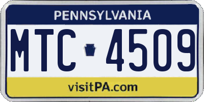 PA license plate MTC4509