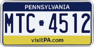 PA license plate MTC4512