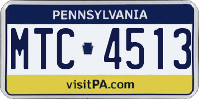 PA license plate MTC4513