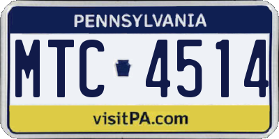 PA license plate MTC4514