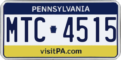 PA license plate MTC4515