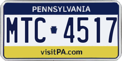 PA license plate MTC4517
