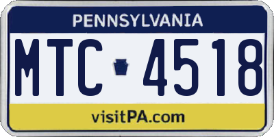 PA license plate MTC4518