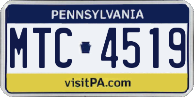 PA license plate MTC4519