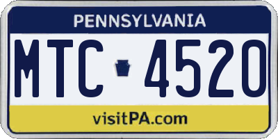 PA license plate MTC4520