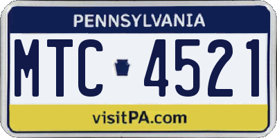 PA license plate MTC4521