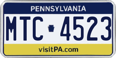 PA license plate MTC4523