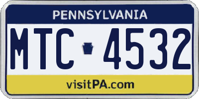 PA license plate MTC4532