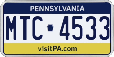 PA license plate MTC4533