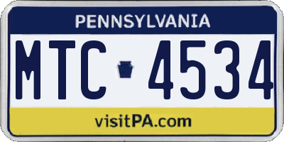 PA license plate MTC4534