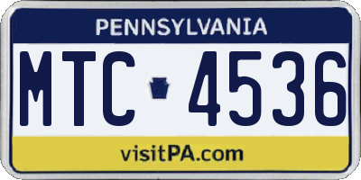 PA license plate MTC4536