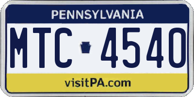 PA license plate MTC4540