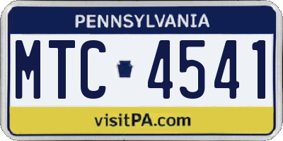 PA license plate MTC4541