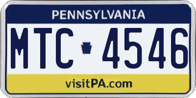 PA license plate MTC4546