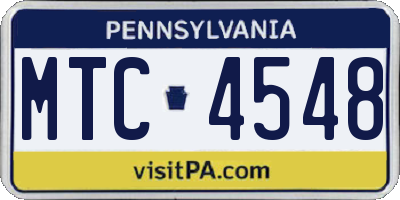 PA license plate MTC4548